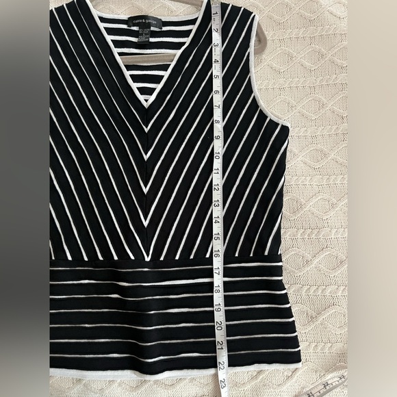 Cable & Gauge Black & White Striped fitted Dressy Tank Women’s size Large - Picture 7 of 11